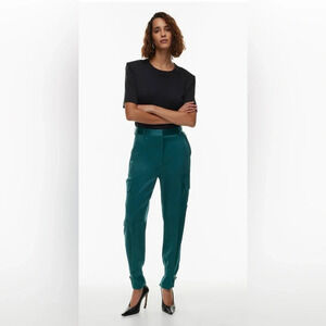 Aritzia color deep pandora green Refined Satin Cargo Pant